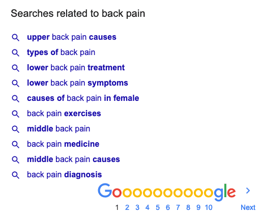 Searches related to back pain